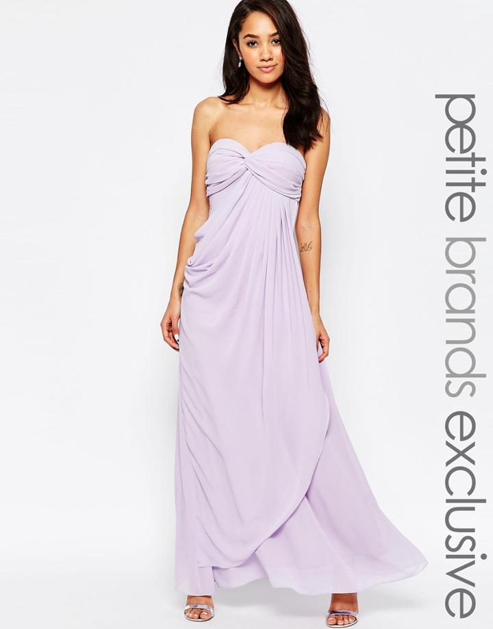 Jarlo Petite Claudia Ruched Bandeau Maxi Dress - Lilac