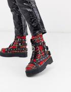Y-r-u - Checked Boots With Studs-multi