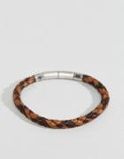 Fossil Plaited Leather Bracelet In Brown - Brown
