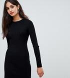 Bershka Ribbed Knitted Dress-black
