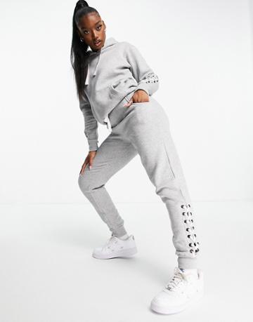 Pindydolls Hoodie And Sweatpants Set With Lace-up Detail In Gray-grey