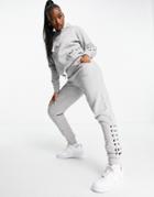 Pindydolls Hoodie And Sweatpants Set With Lace-up Detail In Gray-grey