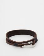 Seven London Hook Leather Wrap Bracelet In Tan - Brown