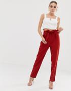 Lipsy Peg Pants With Belt - Red