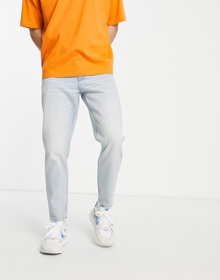 Asos Design Cone Mill Denim Classic Rigid 'american Classic' Jeans In Light Wash Blue