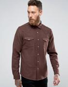 Asos Western Shirt With Wool Mix In Regular Fit - Brown