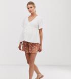 Asos Design Maternity Under The Bump Textured Shirred Waist Short In Dalmatian Print-multi