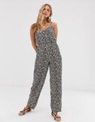 Vero Moda Ditsy Floral Wide Leg Jumpsuit-black