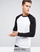 Asos Tall Long Sleeve T-shirt With Contrast Raglan - White