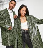 Collusion Unisex Snake Print Blazer In Green