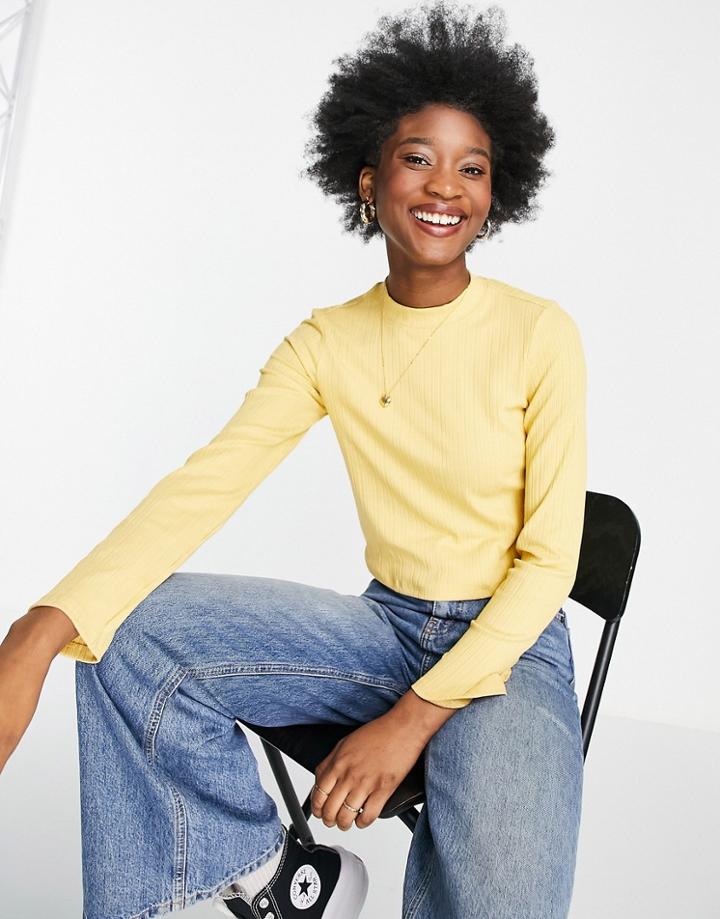 Monki Long Sleeve T-shirt In Yellow