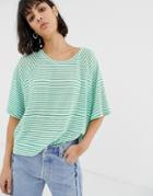 Weekday Base Stripe Boxy T-shirt - Green