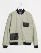 Asos Design Bomber Jacket With Utility Details In Gray-grey