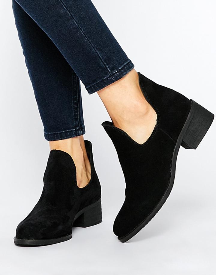 Park Lane Cut Out Suede Ankle Boots - Black