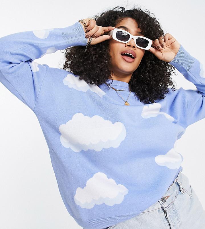 Simply Be Cloud Sweater In Blue