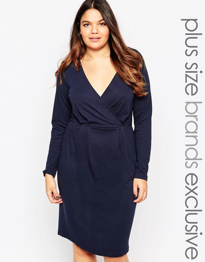 Juanrose Wrap Pencil Dress - Navy