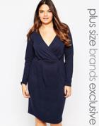 Juanrose Wrap Pencil Dress - Navy