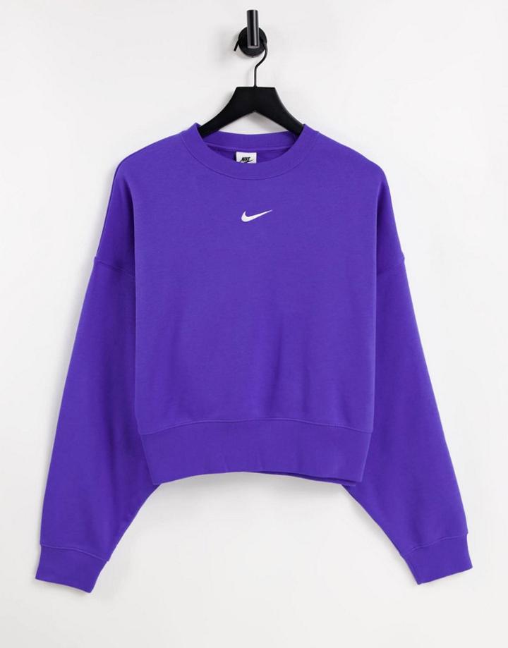 Nike Trend Fleece Cropped Crew Neck Sweatshirt In Blue-blues