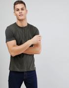 Brave Soul Contrast Placket Grandad Neck T-shirt - Green
