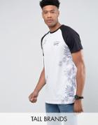 Jacamo Tall Raglan T-shirt With Floral Print In White - White