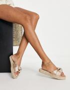 Asos Design Jade Knotted Espadrille Mules In Gold