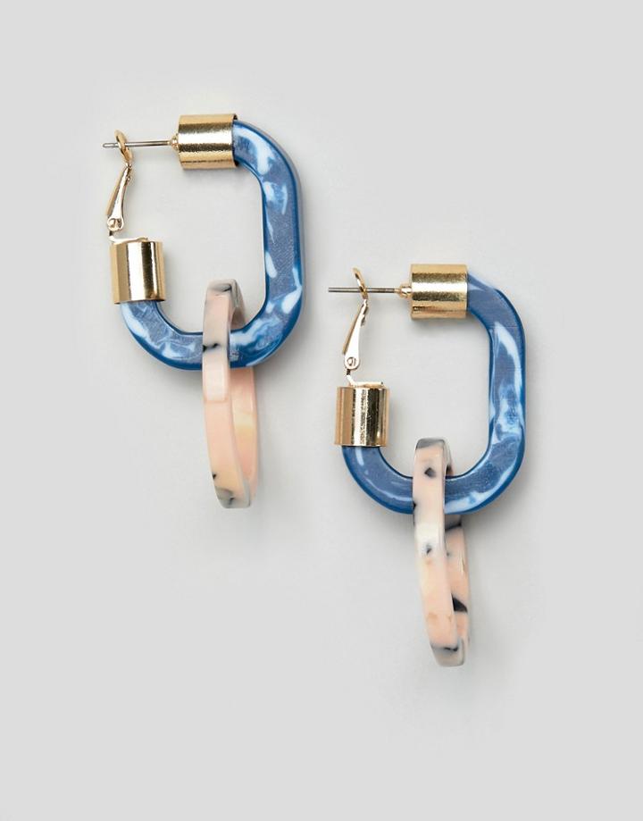 Asos Design Hoop Earrings In Resin With Open Link - Multi