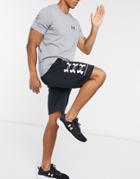 Under Armour Rival Cotton Triple Logo Shorts In Black
