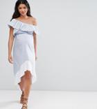 Asos Maternity High Low Stripe One Shoulder Dress - Multi