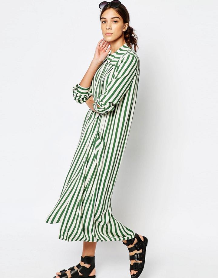 Selected Alive Striped Blazer - Green Stripe
