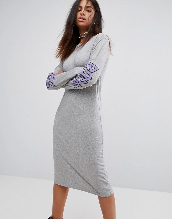 Back By Ann Sofie Back Long Sleeve Back Logo T-shirt Dress - Black