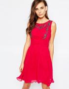 Little Mistress Sweetheart Skater Dress With Embellishment