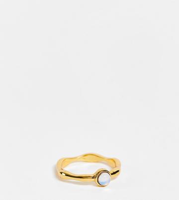Asos Design 14k Gold Plated Ring With Moonstone Style Birthstone