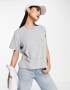 Asos Design Relaxed Fine Knit T-shirt In Dark Gray Heather