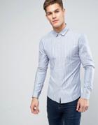 Asos Smart Skinny Oxford Stripe Shirt In Blue - Blue