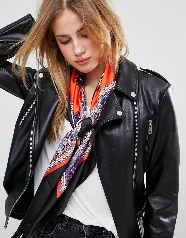 Asos Paisley Polysatin Print Square Scarf - Multi
