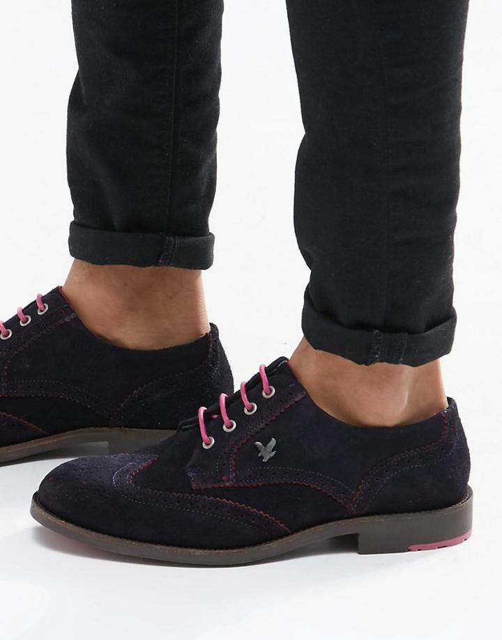 Lyle & Scott Yarrow Brogues In Suede - Blue
