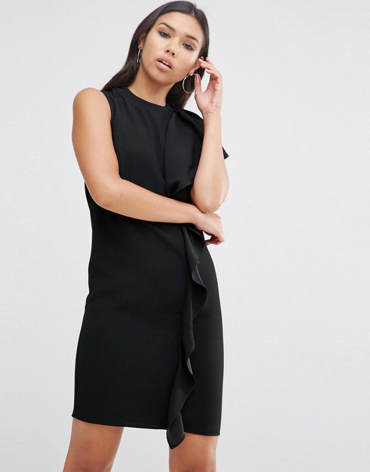 Asos Sleeveless Ruffle Front Shift Dress - Black