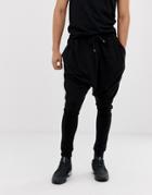 Asos Design Extreme Drop Crotch Sweatpants In Lightweight Jersey In Black - Black