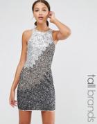 Maya Tall Shift Dress In Tonal Sequins - Gray