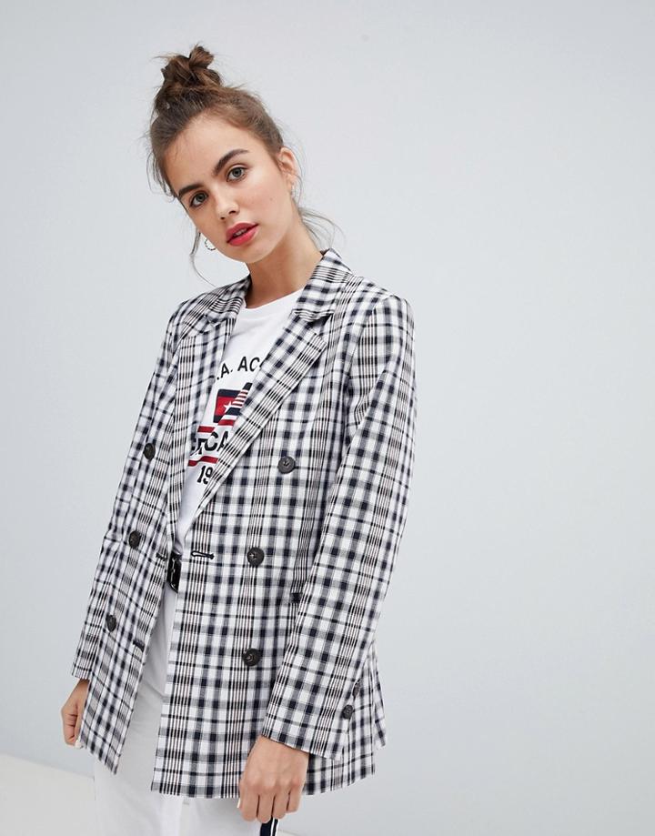 Pull & Bear Tailored Double Breasted Blazer In Gray - Gray