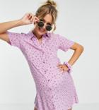 Pieces Maternity Mini Shirt Dress In Pink Floral-multi