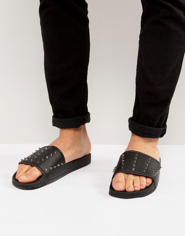 Slydes Nova Spike Slider Flip Flops - Black
