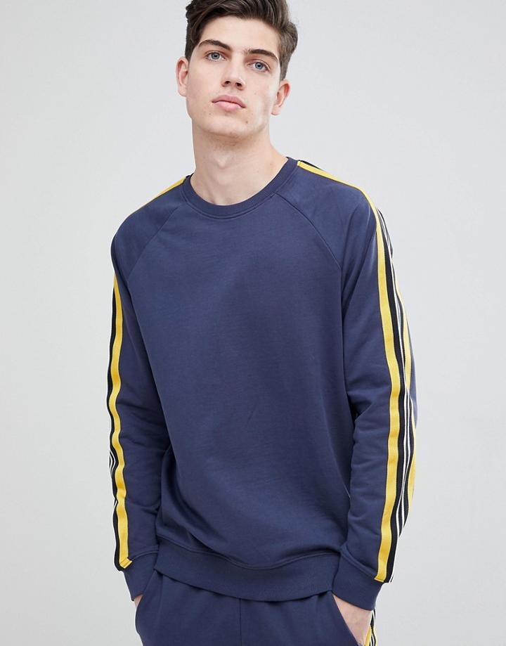 Only & Sons Sweatshirt With Track Stripe - Navy