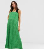 Asos Design Maternity Ditsy Floral Plisse Midi Dress - Green