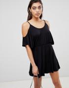 Ivyrevel Cold Shoulder Jersey Romper - Black