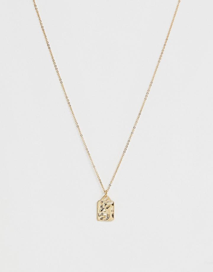 Asos Design Necklace With Abstract Face Pendant In Gold Tone