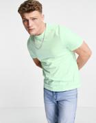 Asos Design Organic T-shirt With Crew Neck In Light Blue-blues