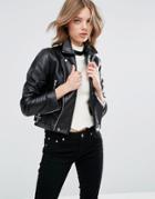 Asos Jacket In Soft Premium Leather - Black