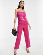 Lola May Straight Leg Pants In Berry Pink - Part Of A Set-red
