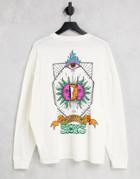Asos Design Oversized Long Sleeve T-shirt In Off White With Sun Back Print-neutral